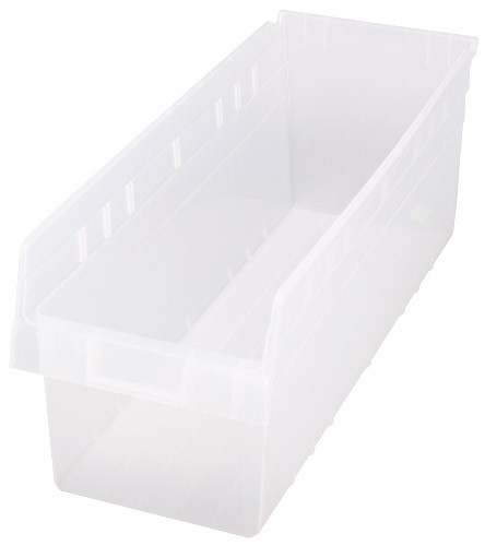 [QSB814CL] Quantum Medical Store-More 23-5/8" x 8-3/8" x 8" Shelf Bin, Clear, 6/ctn