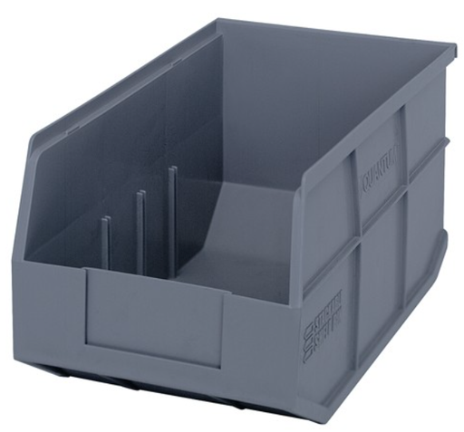 [SSB443GY] Quantum Stackable Shelf Bin, 14" x 8.25" x 7", Gray, 12/ctn