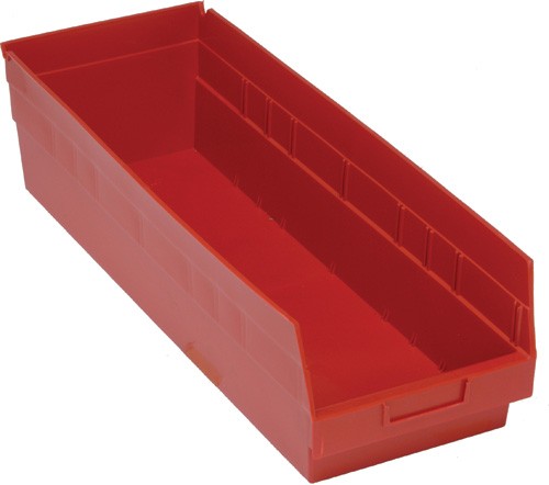 [QSB214RD] Quantum Medical Store-More 23 5/8" x 8 3/8" x 6" Shelf Bin, Red, 6/ctn