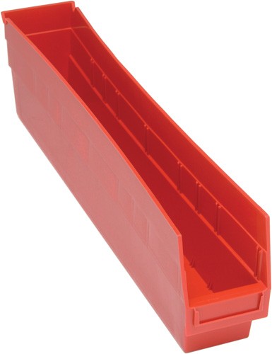 [QSB205RD] Quantum Medical Store-More 23 5/8" x 4 1/8" x 6" Shelf Bin, Red, 16/ctn