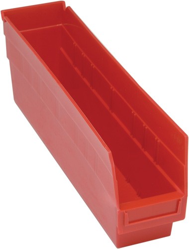 [QSB203RD] Quantum Medical Store-More 17 7/8" x 4 1/8" x 6" Shelf Bin, Red, 20/ctn