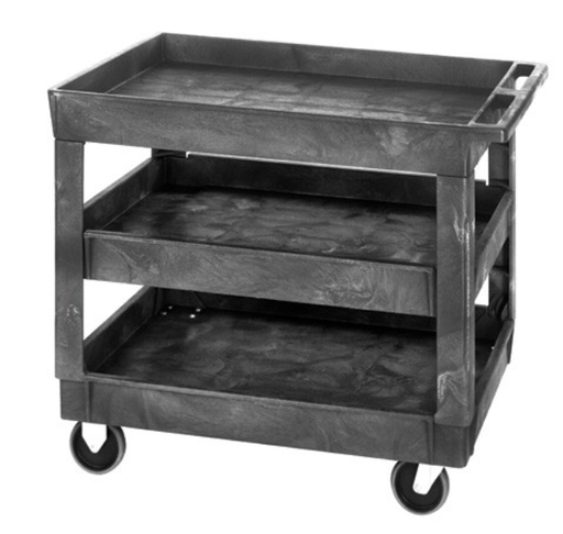 [PC4026-33-3] Quantum Plastic Cart, 40"L x 26"W x 32.5"H, 3 Shelves, Gray