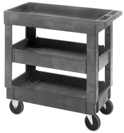[PC3518-33-3] Quantum Plastic Cart, 34.25"L x 17.5"W x 32.5"H, 3 Shelves, Gray