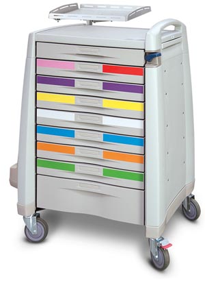[AM10MC-PEDCRASH] Capsa Avalo® Standard Medical Cart, 43" H X 24" D X 31" W, PEDCRASH Break Away Lock