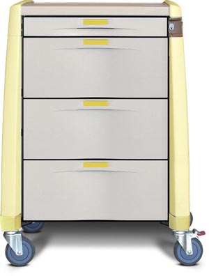 [AM10MC-EY-N-DR103] Capsa Avalo® Standard Medical Cart, 43" H X 24" D X 31" W, Extreme Yellow, No Lock