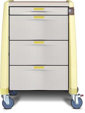 [AM10MC-EY-N-DR022] Capsa Avalo Standard Medical Cart w/(2) 6"/(2) 10" Drawers & No Lock, Extreme Yellow