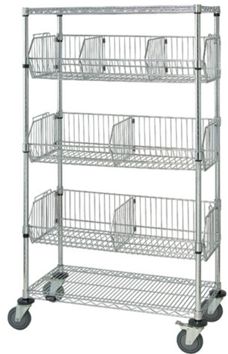 [M2448BC6C] Quantum Mobile Wire Basket Units - Chrome, 24"W x 48"L x 69"H