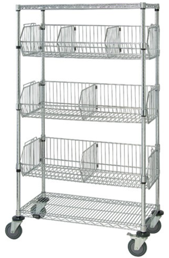 [M2436BC6C] Quantum Mobile Wire Basket Units - Chrome, 24"W x 36"L x 69"H
