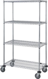 [M2460C47] Quantum 4 Wire Shelf Mobile Cart, 24&quot;W x 60&quot;L x 80&quot;H, 74&quot;H Post, 5&quot; Stem Caster Unit, Chrome