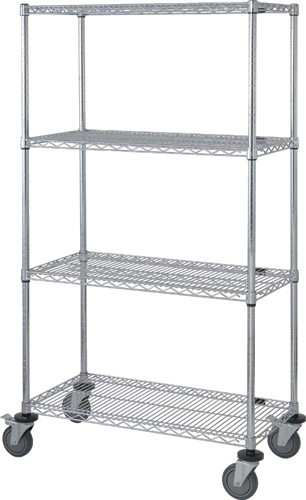 [M2460C47] Quantum Medical 60 inch x 24 inch Mobile Cart with Wire Shelves and 74 inch Post Height, 1 per Pack