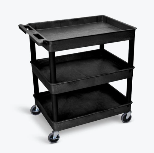 [HE33-B] Luxor ENDURA XL 34" 3-Shelf Utility Cart, 32" x 24", Black