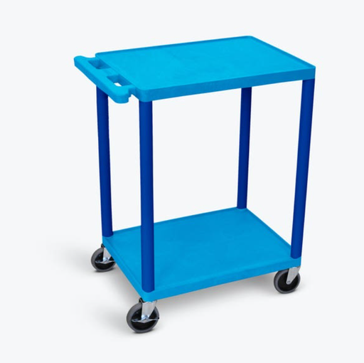 [HE32-BU] Luxor ENDURA 32" 2-Shelf Utility Cart, 24" x 18", Blue, Flat Shelves