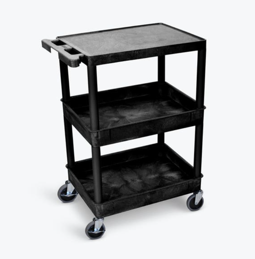[STC211-B] Luxor Flat Top & Tub Middle/Bottom Shelf Cart, Black