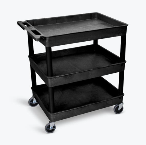 [TC111-B] Luxor ENDURA XL 34" 3-Shelf Utility Cart, 32" x 24", Black