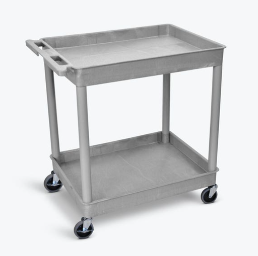 [TC11-G] Luxor ENDURA XL 38" 2-Shelf Utility Cart, 32" x 24", Gray, Tub Shelves