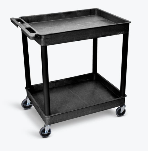 [TC11-B] Luxor ENDURA XL 38" 2-Shelf Utility Cart, 32" x 24", Black, Tub Shelves