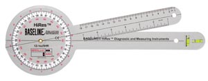 [12-1025HR] Fabrication Baseline Absolute Axis 360° Hires Clear Plastic Goniometer, 12"