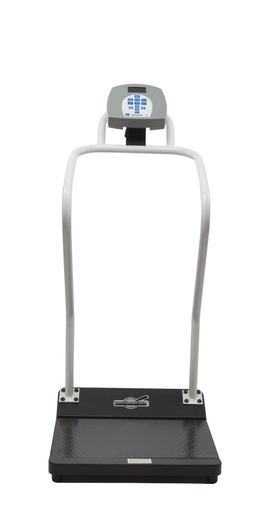 [3001KL-AMX] Health O Meter Professional 1000 lb Antimicrobial Digital Platform Scale Kilograms Only w/ Extended Handrails