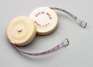 [4414] Tech-Med Tape Measure, 72"L, ¼"W, Linen-Like Fiberglass, White Plastic Case