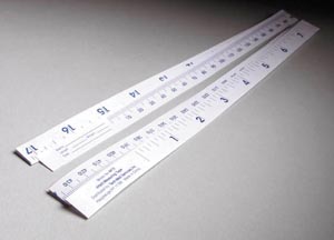 [4412] Tech-Med Paper Tape Measure, 36&quot;, Heavyweight Disposable, Blue Markings