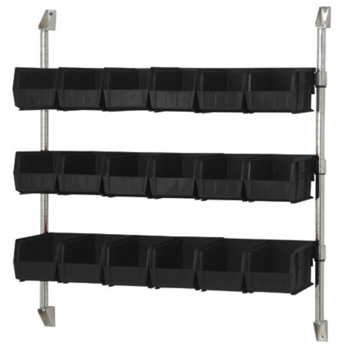 [CAN-34-36BH-230BK] Quantum Wire Cantilever Bin Holder, 36" x 34", Black, with (18) QUS230CL