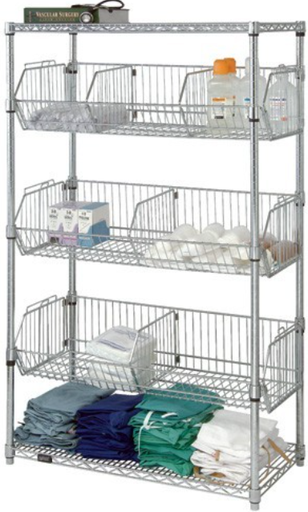 [2448BC6C] Quantum Stationary Wire Basket Units - Chrome, 24"W x 48"L x 63"H