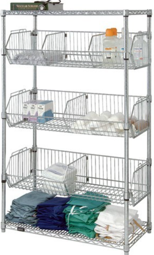 [2436BC6C] Quantum Stationary Wire Basket Units - Chrome, 24"W x 36"L x 63"H