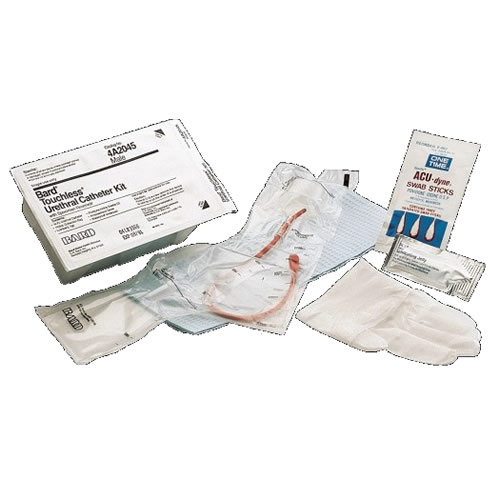 [4A2045] Bard Medical Touchless Plus 14 Fr Red Rubber Male Intermittent Catheter Kit w/ 1100 cc Collection Chamber & Specimen Reservoir, 50/Case