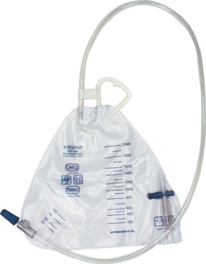 [AS332] Amsino Amsure® Urinary Drainage Bag, Pear Shape, 2000mL, Bottom Draining, Universal Hanger
