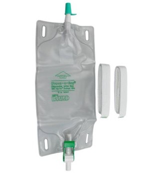 [150719] Bard Medical Dispoz-A-Bag 19 oz Leg Bags w/ Flip-Flo Valve & Pair of Fabric Leg Straps, 50/Case