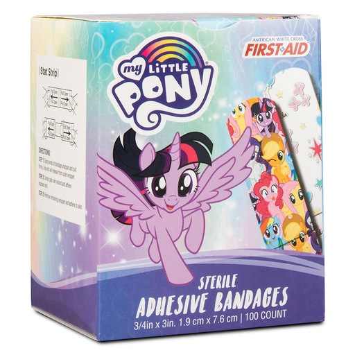 [10848] Dukal American White Cross 3/4 x 3 inch My Little Pony Adhesive Kid Design Bandages, 1200/Pack