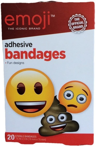 [185528] Aso Careband™ Decorated Emoji Adhesive Bandages, 2.75" x 1.888" x 4.188", 20 bx