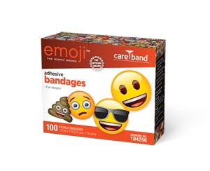 [184256] Aso Careband™ Decorated Emoji Adhesive Bandages, 3/4&quot; x 3&quot; Strips