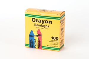 [CRA5261] Aso Careband™ Decorated Crayola Bandages, ¾&quot; x 3&quot; Strips, Latex Free (LF), Assorted, 100 bx