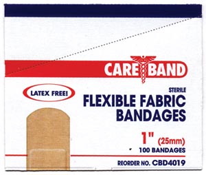 [CBD4019] Aso Careband™ Fabric Strip Bandage, 1" x 3", Latex Free (LF), 100 bx, 12 cs