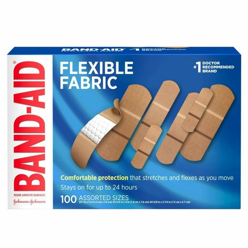 [115078] Johnson & Johnson Band-Aid Assorted Flexible Fabric Adhesive Bandages, 12 Boxes/Case