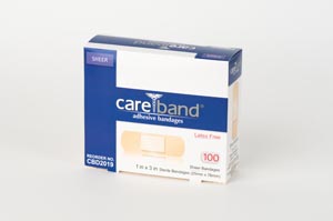 [CBD2019] Aso Careband™ Sheer Adhesive Strip Bandages, 1" x 3", Latex Free (LF), 100 bx