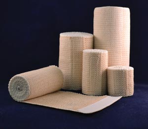 [90611] Ambra Le Roy Supra-Grip Elastic Bandage, 6" x11 yds Stretched w/Double Velcro Closure, Tan/White