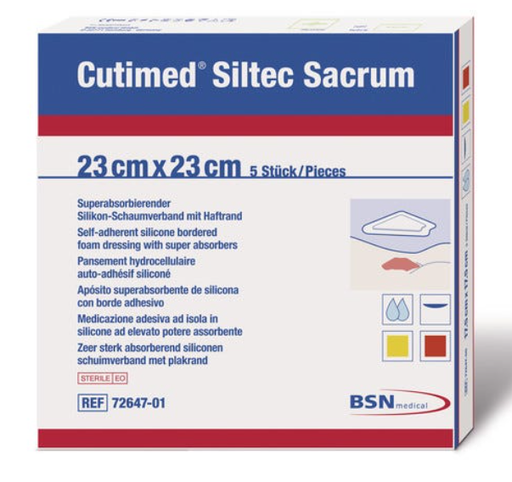 [7328701] BSN Medical Cutimed Siltec Sacrum Dressing, 9" x 9", Sterile, 5/bx