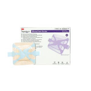 [90641] 3M™ Tegaderm™ Silicone Foam Border Dressing, 4" x 4"