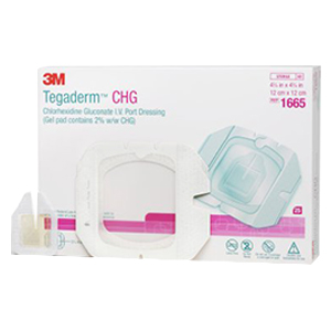 [1665] 3M Health Care Tegaderm CHG Chlorhexidine Gluconate I.V. Port Dressing, 100/Case