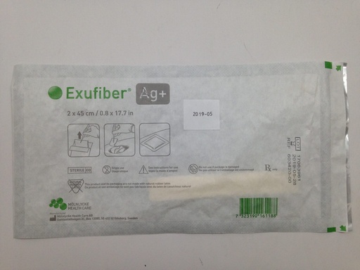 [603420] Molnlycke Exufiber Ag+ 0.8 inch x 17.7 inch Silver Gelling Fiber Dressings, 20/Case