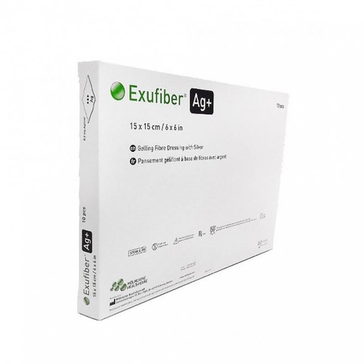 [603423] Molnlycke Exufiber Ag+ 6 inch x 6 inch Silver Gelling Fiber Dressings, 60/Case