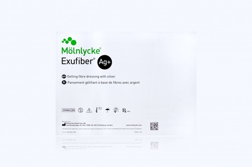 [603422] Molnlycke Exufiber Ag+ 4 inch x 4.8 inch Silver Gelling Fiber Dressings, 60/Case