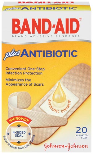 [005570] J&J Band-Aid® Adhesive Bandages - Antibiotic, Assorted Sizes, 20/bx