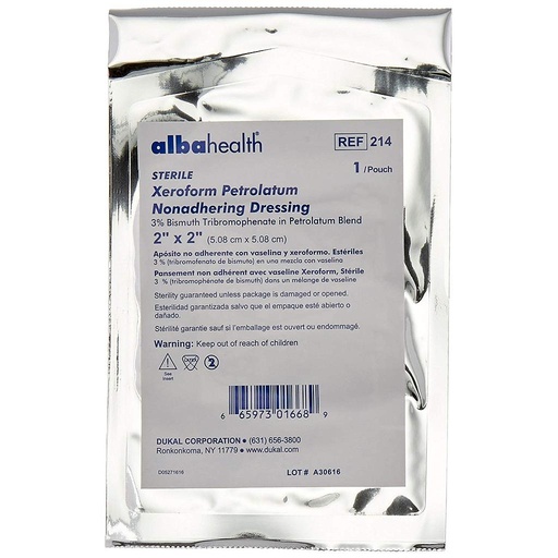 [214] Dukal Alba Xeroform Petrolatum Gauze Dressings, 2" x 2", 25 bx