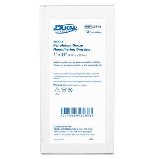 [205-12] Dukal 1 x 36 inch Petrolatum Dressing, 12/Pack