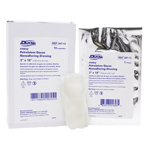 [204-12] Dukal 1/2 x 72 inch Petrolatum Dressing, 12/Pack