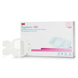 [1660] 3M Health Care 2-3/4 x 3-3/8 inch Tegaderm CHG Chlorhesidine Gluconate IV Dressing, 100/Case