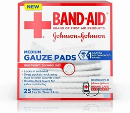 [116126] Johnson &amp; Johnson Band-Aid 3 inch x 3 inch 25 Count First Aid Medium Gauze Pads, 24 Boxes/Case